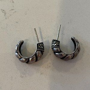JUDITH JACK SS and Marcasite Hoop Earrings